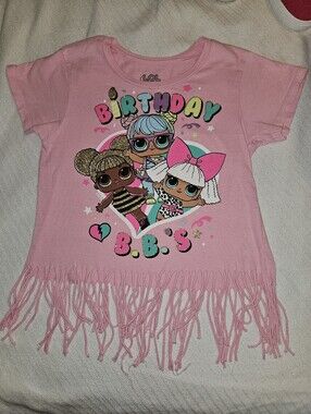 L.O.L. Surprise! Pink Tee with Colorful Glitter Letters